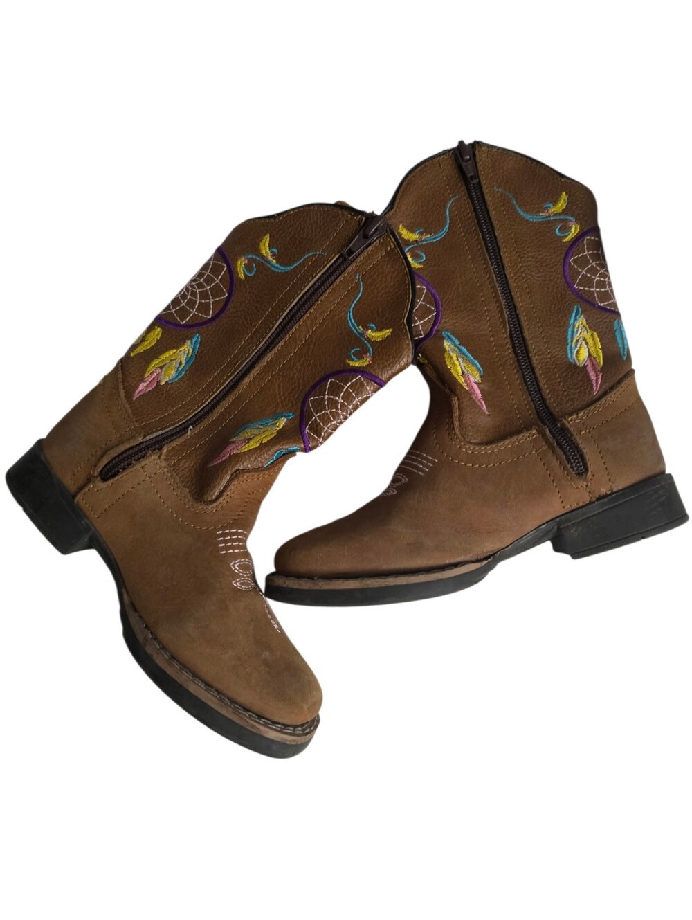 Brown Girl Western Pull-On Boots - Stylish Embroidered Design